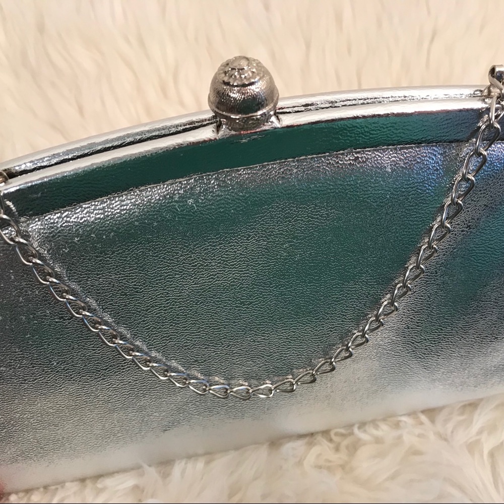 Vintage Silver Handbag Purse Clutch, Chain Handle